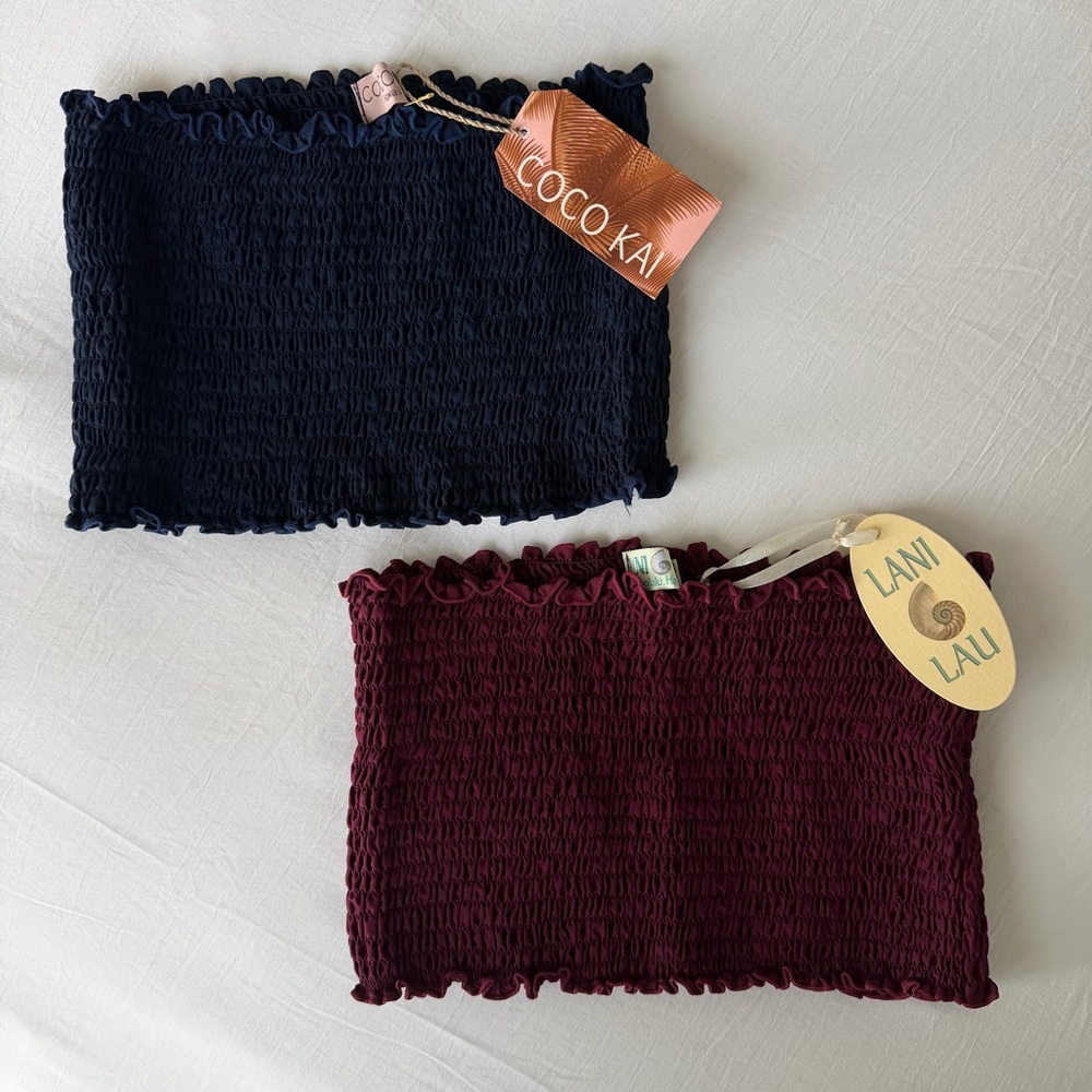 NEW! (2) Two Coco Kai & Lani Lau Smocked Tube Tops BUNDLE